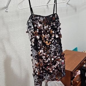Sequin Mini Dress with Spaghetti Straps